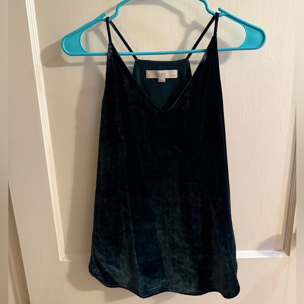 LOFT Women's Velvet Cami Top - Deep Green